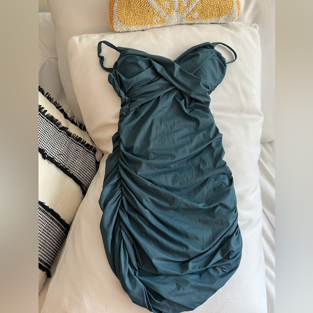 Halara Elegant Teal Ruched Dress